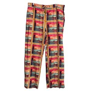 C&C California Linen Blend Pants Womens XL Multi Color Maui Beach Tropical